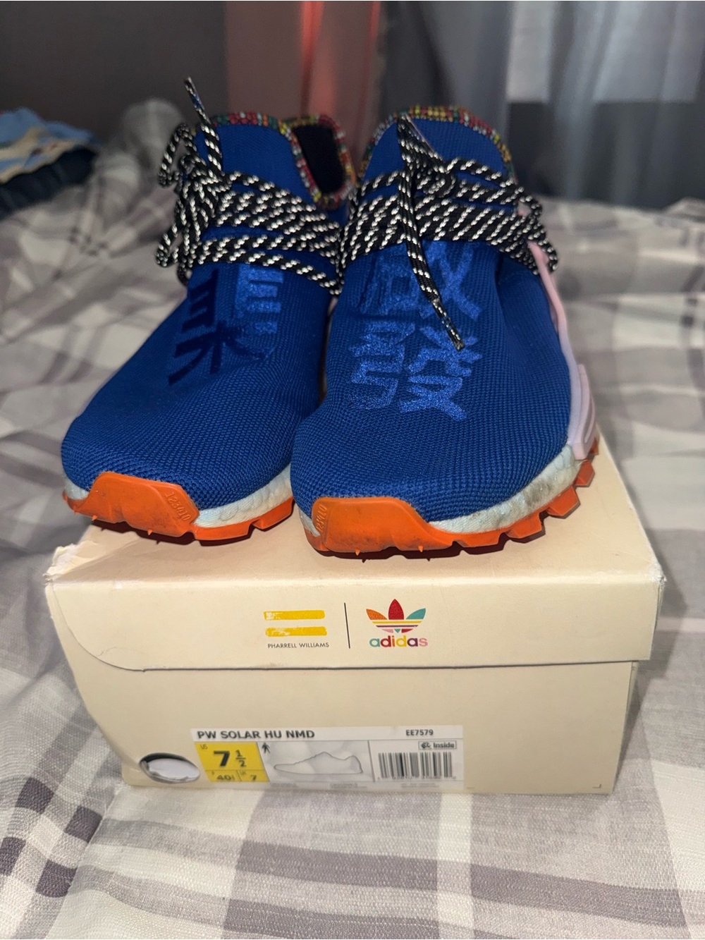 adidas Kids Solar Hu NMD Sneakers - Blue with Orange Accents